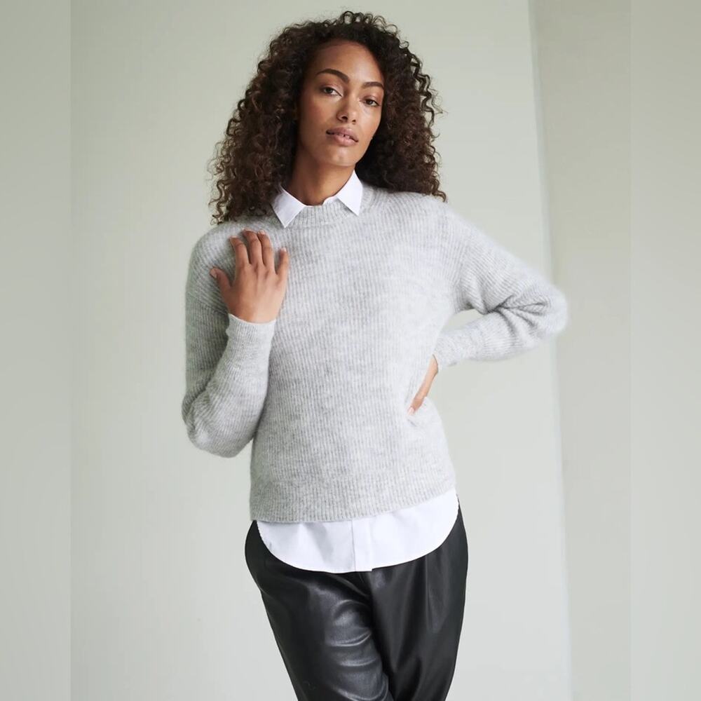 New Quince Baby Alpaca Wool Crew Sweater Light Grey Women’s Size Extra Small XS